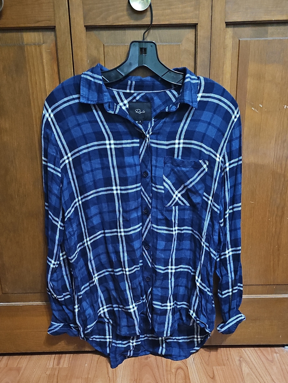 Rails Navy and White Plaid Button-Down Shirt